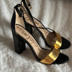 Sam Edelman Yaro Black and Gold Heels